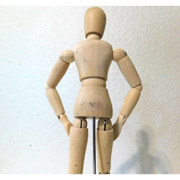 Poseable Wooden Mannequin Art Model With Stand 8.5" Tall For Drawing Or Display - Picture 6 of 6